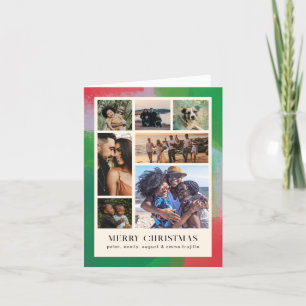 Grüner und roter kunstvoll bemalter Bilderrahmen u Feiertagskarte