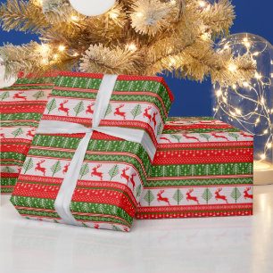 Grüner und roter Weihnachtspullover Vintage Weihna Geschenkpapier