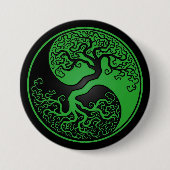 Grüner und schwarzer Baum des Lebens Yin Yang Button (Vorderseite)