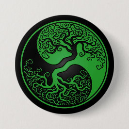 Grüner und schwarzer Baum des Lebens Yin Yang Button