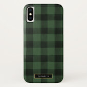 Grüner und schwarzer Büffel-Karo-Muster Case-Mate iPhone Hülle (Rückseite)
