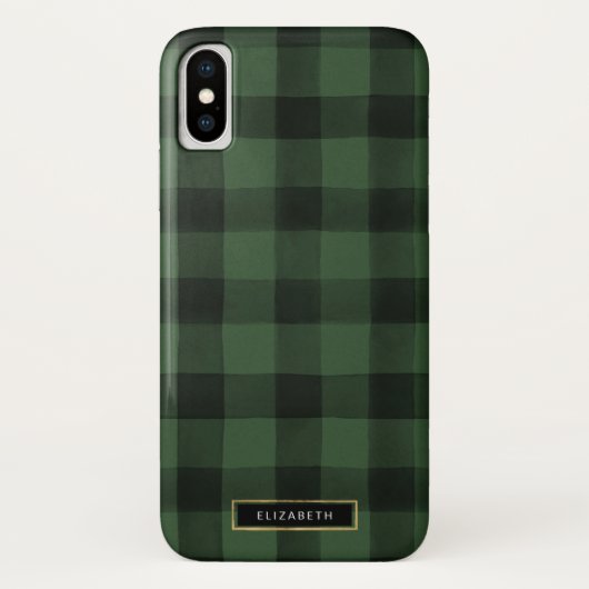 Grüner und schwarzer Büffel-Karo-Muster Case-Mate iPhone Hülle (Rückseite)