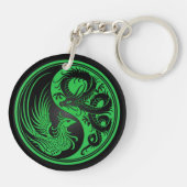 Grüner und schwarzer Drache Phoenix Yin Yang Schlüsselanhänger (Rückseite)