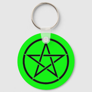 Grüner und schwarzer PentagrammPentagram Wiccan Schlüsselanhänger