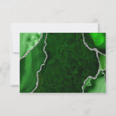 Grüner und Silberner Achat-Marmor RSVP Karte (Rückseite)