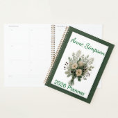 Grüner und weißer Blumen-Personalisierter Planer (Anzeige)