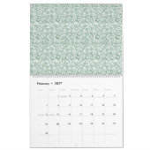 grüner und weißer Hintergrund mit kleinen Blätter Kalender (Feb 2027)