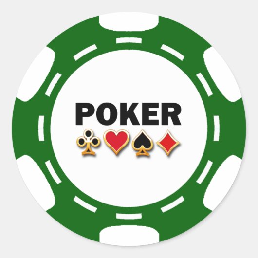 GRÜNER UND WEISSER POKER CHIP RUNDER AUFKLEBER (Vorderseite)