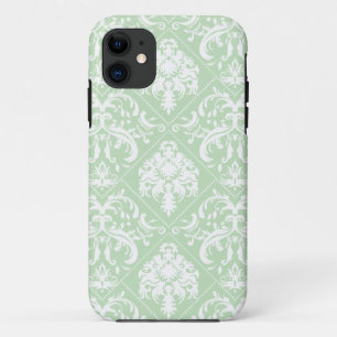 Grüner und weißer Vintager Damast der tadellosen Case-Mate iPhone Hülle