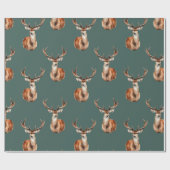 Grüner Urlaub der Hirschköpfe Geschenkpapier (Flach)