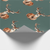 Grüner Urlaub der Hirschköpfe Geschenkpapier (Ecke)