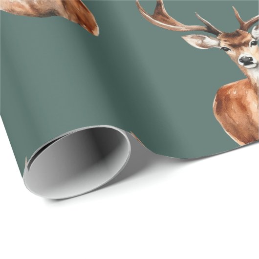 Grüner Urlaub der Hirschköpfe Geschenkpapier (Rolleneckpunkt)
