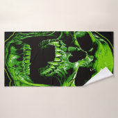Grüner Vampirschädel Badehandtuch (Badehandtuch)