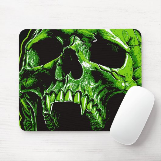 Grüner Vampirschädel Mousepad (Mit Mouse)