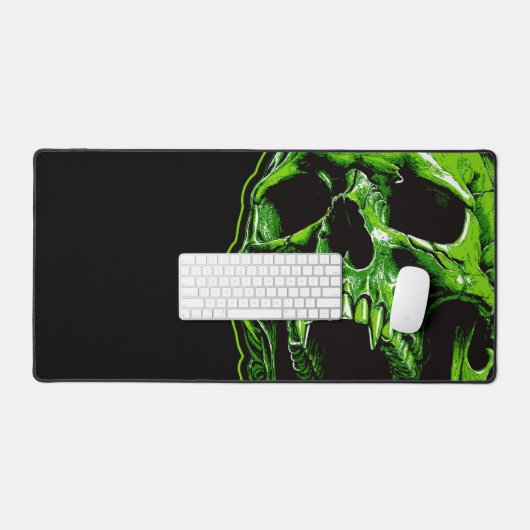 Grüner Vampirschädel Schreibtischunterlage (Tastatur & Maus)