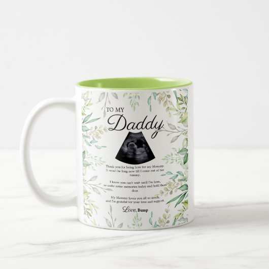 Grüner Vater zu Bump Gedicht Leaf Wasserfarbe Zweifarbige Tasse (Links)