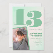 Grüner Verlauf 13. Geburtstag Einladungen Boy Foto (Vorderseite)