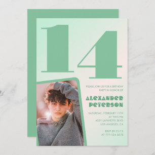 Grüner Verlauf 14. Geburtstagseinladungen Junge Fo Einladung