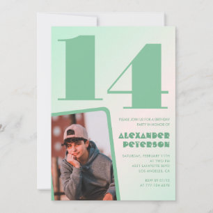 Grüner Verlauf 14. Geburtstagseinladungen Junge Fo Einladung