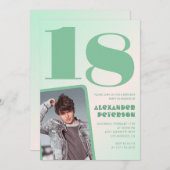 Grüner Verlauf 18. Geburtstag Einladungen Boy Foto (Vorne/Hinten)