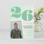 Grüner Verlauf 26. Geburtstag Einladungen Boy Foto (Stehend Vorderseite)