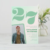 Grüner Verlauf 27. Geburtstag Einladungen Boy Foto (Stehend Vorderseite)