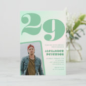 Grüner Verlauf 29. Geburtstag Einladungen Boy Foto (Stehend Vorderseite)
