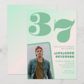 Grüner Verlauf 37. Geburtstag Einladungen Boy Foto (Vorne/Hinten)