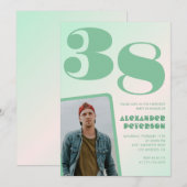 Grüner Verlauf 38. Geburtstag Einladungen Boy Foto (Vorne/Hinten)