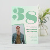 Grüner Verlauf 38. Geburtstag Einladungen Boy Foto (Stehend Vorderseite)