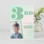 Grüner Verlauf 3. Geburtstag Einladungen Junge Fot (Stehend Vorderseite)