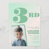 Grüner Verlauf 3. Geburtstag Einladungen Junge Fot (Vorne/Hinten)