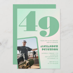 Grüner Verlauf 49. Geburtstag Einladungen Boy Foto