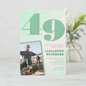 Grüner Verlauf 49. Geburtstag Einladungen Boy Foto (Stehend Vorderseite)