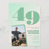 Grüner Verlauf 49. Geburtstag Einladungen Boy Foto (Vorne/Hinten)