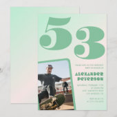 Grüner Verlauf 53. Geburtstag Einladungen Boy Foto (Vorne/Hinten)