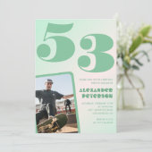 Grüner Verlauf 53. Geburtstag Einladungen Boy Foto (Stehend Vorderseite)