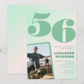 Grüner Verlauf 56. Geburtstag Einladungen Boy Foto (Vorne/Hinten)