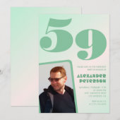 Grüner Verlauf 59. Geburtstag Einladungen Boy Foto (Vorne/Hinten)
