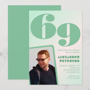 Grüner Verlauf 69. Geburtstag Einladungen Boy Foto