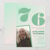 Grüner Verlauf 76. Geburtstag Einladungen Boy Foto (Vorne/Hinten)