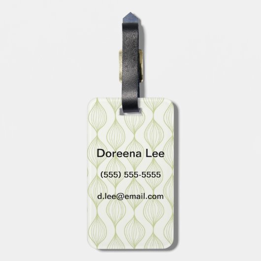 Grüner vertikaler ogee Musterhintergrund Gepäckanhänger (Rückseite vertikal)