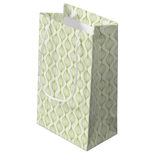 Grüner vertikaler ogee Musterhintergrund Kleine Geschenktüte (Rückseite Schrägansicht)