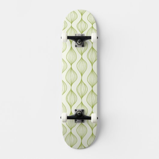 Grüner vertikaler ogee Musterhintergrund Skateboard (Vorderseite)
