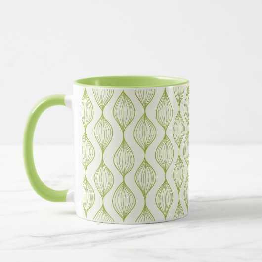 Grüner vertikaler ogee Musterhintergrund Tasse (Links)