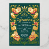 Grüner verzauberter Garten Blumenschlucht Folieneinladung (Vorderseite)