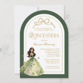 Grüner verzauberter Wald 15. Quinceanera Geburtsta Einladung (Vorderseite)