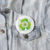 Grüner vierblättriger Kleeblatt mit weißer Blüte Button (Beispiel)
