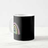 Grüner vierblättriger Kleeblatt-Regenbogen St. Pat Kaffeetasse (Vorderseite Links)