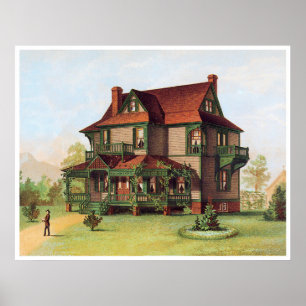Grüner Viktorianischer Manor Poster
